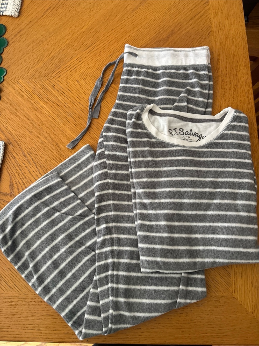 P.J. Salvage Kids Gray & White Striped Pajama Set
